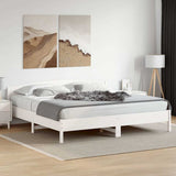 Bed Frame without Mattress White 200x200 cm Solid Wood Pine 3216189