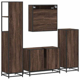 4 Piece Bathroom Furniture Set Brown Oak Engineered Wood 3301304