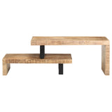 ZNTS 2 Piece Coffee Table Set Solid Mango Wood 320392