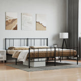 Metal Bed Frame without Mattress with Footboard Black 180x200cm 352502