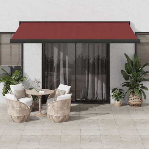 ZNTS Manual Retractable Awning Burgundy 450x300 cm 3215321