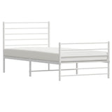 Metal Bed Frame without Mattress with Footboard White 90x200cm 352379