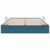 Storage Bed with Mattress Dark Blue 140 x 200 cm Velvet 3370104