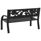 Garden Bench Black Steel Children's size Decorative Inlays 317773