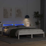Bed Frame with Headboard White 140 x 200 cm Solid Pine Wood 872777