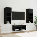TV Wall Cabinets Wall-mounted 4 pcs Black Oak Engineered Wood 3402919