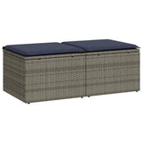 2 Piece Garden Sofa Set with Cushions Grey Poly Rattan Acacia 3328664