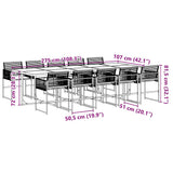 11 Piece Garden Dining Set with Cushions Black Poly Rattan 3295026