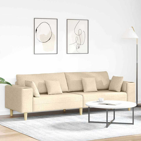 Fabric Sofa with Cushion Cream 208 cm Fabric 3335149