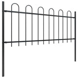Garden Fence with Hoop Top Steel 181x100 cm Black 144930