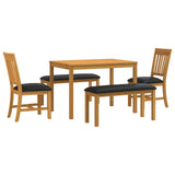 Dining Set 5 pcs Black Solid Oak Wood 3430280