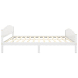 Bed Frame without Mattress White Solid Pine Wood 140x200cm 322034