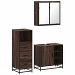 ZNTS 3 Piece Bathroom Furniture Set Brown Oak Engineered Wood 3301029