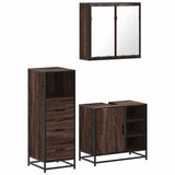 ZNTS 3 Piece Bathroom Furniture Set Brown Oak Engineered Wood 3301029