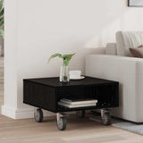 Side Table with Wheels Black Oak 50.5 x 50 x 30 cm 891025