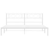 Metal Bed Frame without Mattress with Headboard White 160x200cm 372329