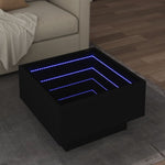 ZNTS Coffee Table with LED Black 50x50x30 cm Engineered Wood 847505