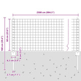 Euro Fence with Post 25 x 0.6 m PVC-Coated Steel Grey Mesh 3336095