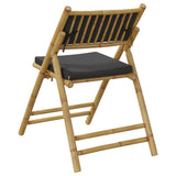 6 Piece Folding Bistro Chairs with Dark Grey Cushions Bamboo 3208926