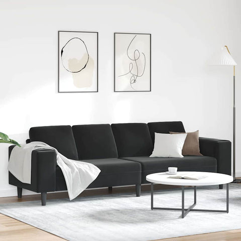 Sofa Set Black Velvet 3335096