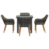 Garden Dining Set with Cushion 5 pcs Grey Poly Rattan 3261685