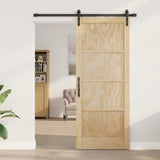 Sliding Door Brown 86 x 211 cm Solid Pine Wood 3333288