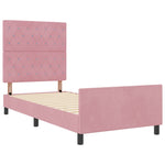 ZNTS Bed Frame Pink 100x200 cm Velvet 3344860