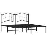 Metal Bed Frame without Mattress with Headboard Black 160x200cm 373792