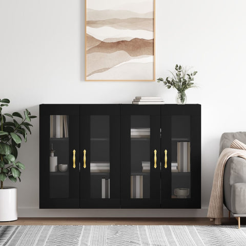 Wall Mounted Cabinets 2 pcs Black Engineered Wood 3197922