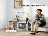 98cm Dog Crate Furniture with Removable Cushion for Large Dogs - Grey T3398P376382