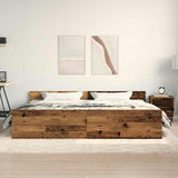 Bed Frame Old Wood 203 x 203 x 50 cm Engineered Wood 3329303