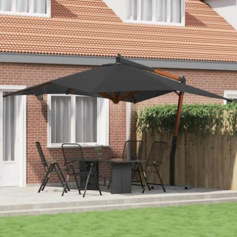 Cantilever Garden Parasol with Wooden Pole 400x300 cm Anthracite 318430