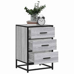 ZNTS Bedside Cabinet Grey Sonoma 40x34.5x60 cm Engineered Wood and Metal 848722