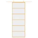 Sliding Door Gold 76x205 cm Clear ESG Glass and Aluminium 155160