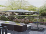 3 LED Cantilever Parasol Garden Sun Umbrella w/ Cross Base and Solar Lights Grey T3398P323779