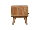 Solid Wood Mini Curved Oak-ish Media Unit, 2 Drawers and Open Slot, Brown B2743P403444