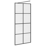 Walk-in Shower Wall with Clear ESG Glass 90x195 cm Black 151034