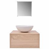 Three Piece Bathroom Furniture and Basin Set Beige 272226