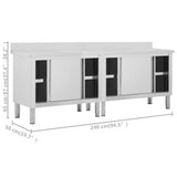 Work Tables with Sliding Doors 2pcs 240x50xcm Stainless Steel 3055903