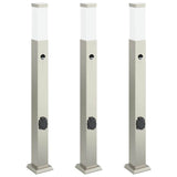 Bollard Lights with Sensor&Outlet 3 pcs 80 cm Stainless Steel IP44 4006068