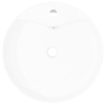 ZNTS Ceramic Bathroom Sink Basin Faucet/Overflow Hole White Round 141938