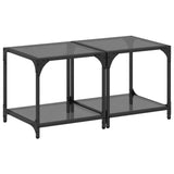 Coffee Tables with Black Glass Top 2 pcs 40x40x40 cm Steel 845965