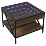 ZNTS Coffee Table with Infinity LED Brown Oak 50x50x38 cm 847701