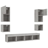 8 Piece TV Wall Units with LED Grey Sonoma Engineered Wood 3216595