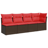 Garden Sofa with Cushion Brown 227 x 62 x 69 cm Poly Rattan 366227