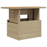 Garden Table Beige 100x55x73 cm Poly Rattan and Acacia Wood 366065