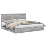 Storage Bed Grey Sonoma 200 x 200 cm Engineered Wood 3411178