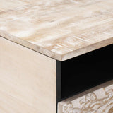 Coffee Table with Drawer White 80 x 54 x 40 cm Solid Mango Wood 4018381