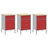 Work Cabinet with Drawer 3 pcs Red and Grey 150 x 55 x 85 cm 3321371