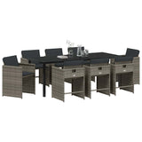 Garden Dining Set 9 pcs Grey Poly Rattan 3380696